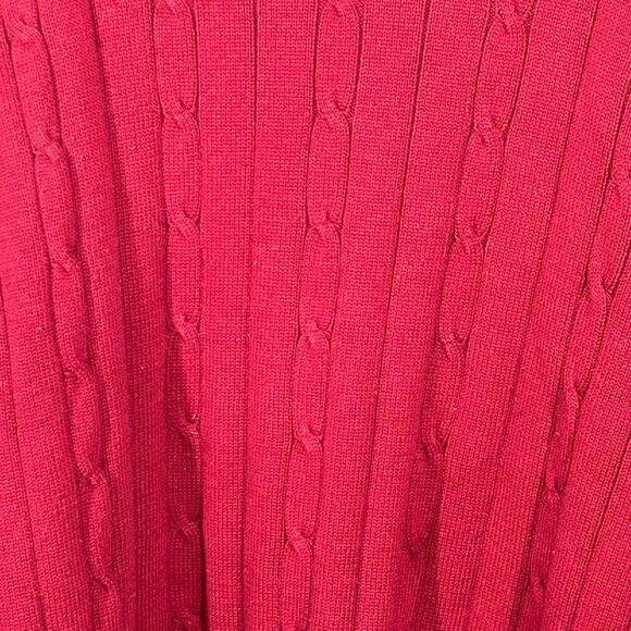 Oscar de la Renta Cable Knit Crew Neck Burgundy Wine Pullover Sweater size Large - Picture 8 of 10